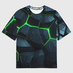 Мужская футболка оверсайз Abstract dark green geometry style