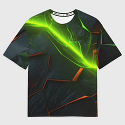 Футболка оверсайз мужская Green neon abstract geometry, цвет: 3D-принт