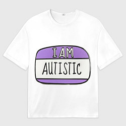 Футболка оверсайз мужская Аутист значок, цвет: 3D-принт