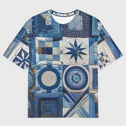 Футболка оверсайз мужская Denim patchwork - ai art, цвет: 3D-принт