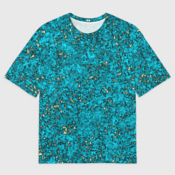 Футболка оверсайз мужская Абстракция бирюзовый со свечением, цвет: 3D-принт