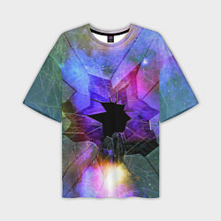 Мужская футболка оверсайз Расколотое стекло - космическая туманность