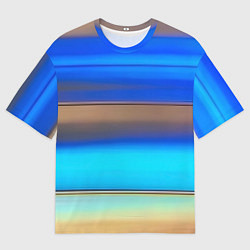 Мужская футболка оверсайз Голубые и коричневые полосы