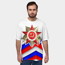 Футболка оверсайз мужская Великая отечественная - Российский триколор, цвет: 3D-принт — фото 2