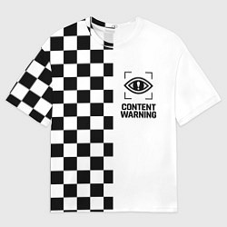 Футболка оверсайз мужская Content Warning шашечки, цвет: 3D-принт