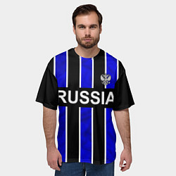 Футболка оверсайз мужская Россия- черно-синяя униформа, цвет: 3D-принт — фото 2