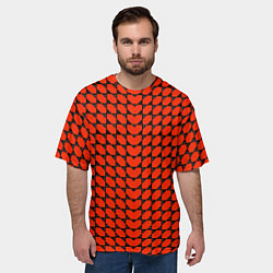 Футболка оверсайз мужская Красные лепестки шестиугольники, цвет: 3D-принт — фото 2