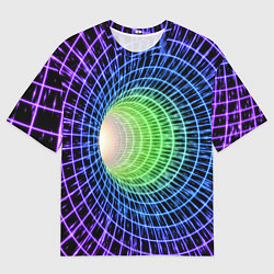 Мужская футболка оверсайз Червоточина - трехцветная сетка со свечением