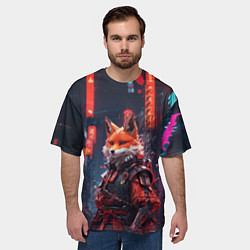Футболка оверсайз мужская Лис-самурай, цвет: 3D-принт — фото 2