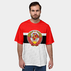 Футболка оверсайз мужская Герб СССР - ретро цвета, цвет: 3D-принт — фото 2