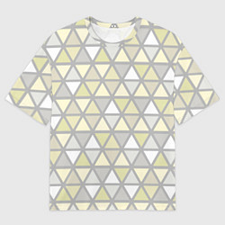 Футболка оверсайз мужская Паттерн геометрия светлый жёлто-серый, цвет: 3D-принт