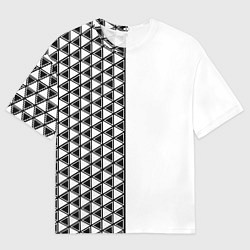Футболка оверсайз мужская Чёрные треугольники на белом фоне, цвет: 3D-принт