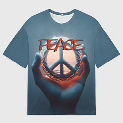 Футболка оверсайз мужская Знак мира в ладони, цвет: 3D-принт