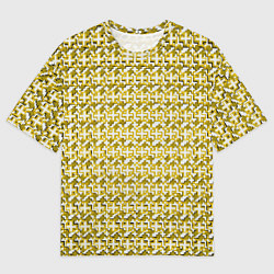 Мужская футболка оверсайз Белые плюсики на жёлтом фоне