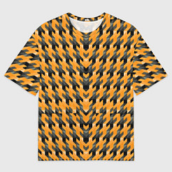 Футболка оверсайз мужская Чёрно-жёлтый паттерн, цвет: 3D-принт