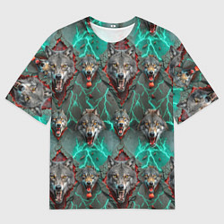 Мужская футболка оверсайз Эпичный паттерн из волков