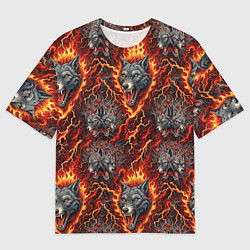 Мужская футболка оверсайз Волки эпичный паттерн