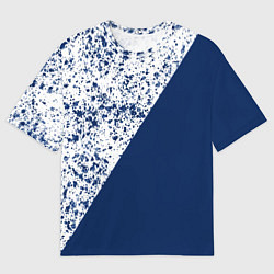 Мужская футболка оверсайз Сине-белый пополам
