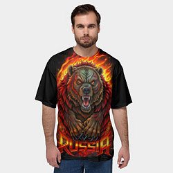 Футболка оверсайз мужская Русский агрессивный медведь, цвет: 3D-принт — фото 2