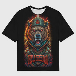 Футболка оверсайз мужская Русский медведь солдат, цвет: 3D-принт