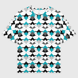 Мужская футболка оверсайз Разноцветный черный голубой с белым геометрический