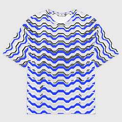 Мужская футболка оверсайз Black and blue stripes on a white background