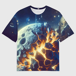 Мужская футболка оверсайз Взрыв планеты - космос от нейросети