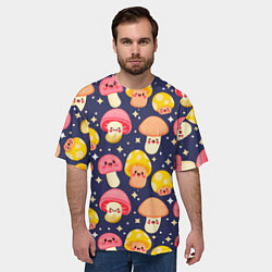 Футболка оверсайз мужская Веселые грибочки паттерн, цвет: 3D-принт — фото 2