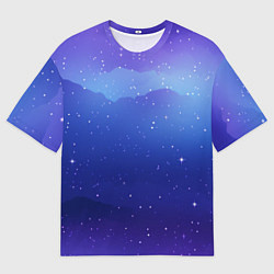 Мужская футболка оверсайз Синий космос и звезды