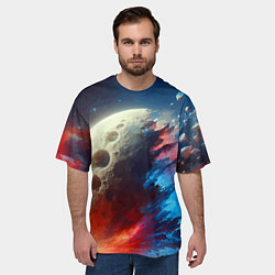 Футболка оверсайз мужская Разрыв космического тела - нейросеть, цвет: 3D-принт — фото 2