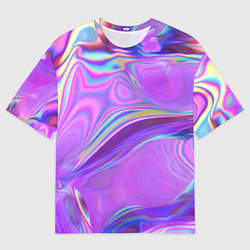 Мужская футболка оверсайз Неоновый розовый бензин