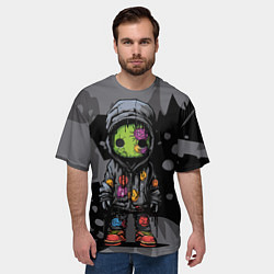 Футболка оверсайз мужская Странный зеленый человечек, цвет: 3D-принт — фото 2