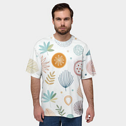 Футболка оверсайз мужская Листья и узоры, цвет: 3D-принт — фото 2