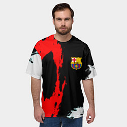 Футболка оверсайз мужская Barcelona fc краски спорт, цвет: 3D-принт — фото 2