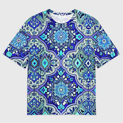 Футболка оверсайз мужская Сине - голубые узоры, цвет: 3D-принт