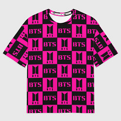 Футболка оверсайз мужская BTS pattern pink logo, цвет: 3D-принт