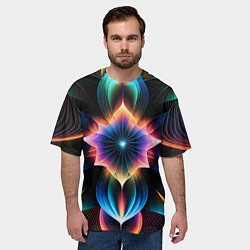 Футболка оверсайз мужская Графические лепестки радужные, цвет: 3D-принт — фото 2