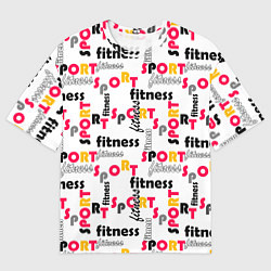 Мужская футболка оверсайз Спортивный паттерн с текстом желтого красного черн