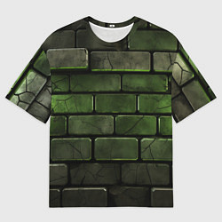 Мужская футболка оверсайз Зеленые неоновые кирпичи