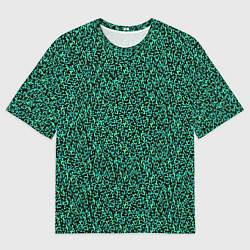 Футболка оверсайз мужская Пёстрый чёрно-сине-зелёный, цвет: 3D-принт