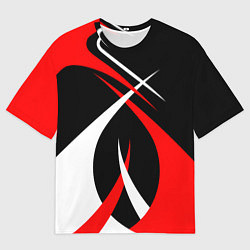 Мужская футболка оверсайз Красные и белые линии