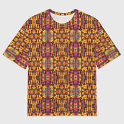 Мужская футболка оверсайз Розово-оранжевый африканский узор