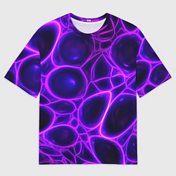 Футболка оверсайз мужская Фиолетовы неоновые соты, цвет: 3D-принт