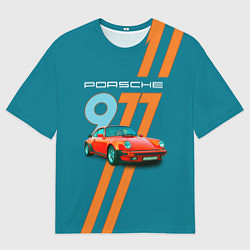 Мужская футболка оверсайз Porsche 911 немецкий спорткар
