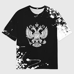 Футболка оверсайз мужская Россия герб краски брызги, цвет: 3D-принт