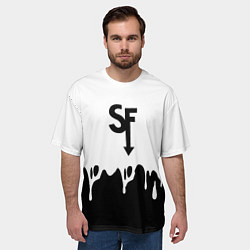 Футболка оверсайз мужская Sally face разводы красок блэк, цвет: 3D-принт — фото 2