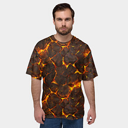 Футболка оверсайз мужская Элементаль магмы текстура, цвет: 3D-принт — фото 2