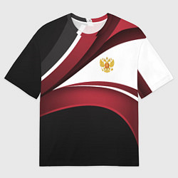 Футболка оверсайз мужская Униформа Россия - бордовая, цвет: 3D-принт