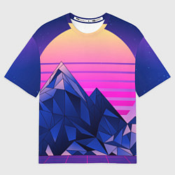 Футболка оверсайз мужская Vaporwave неоновые горы, цвет: 3D-принт