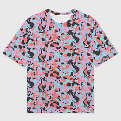 Мужская футболка оверсайз Неоновый пиксельный камуфляжный паттерн